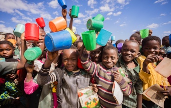 Children eating Mary's Meals in Zambia