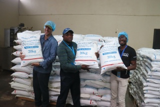 Mary's Meal Staff loading food
