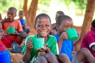 Boy eating lunch